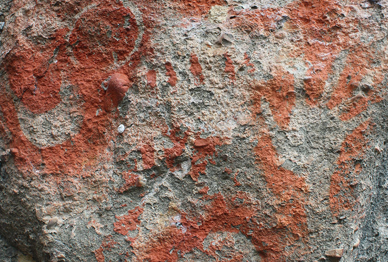 Hand paintings on cave