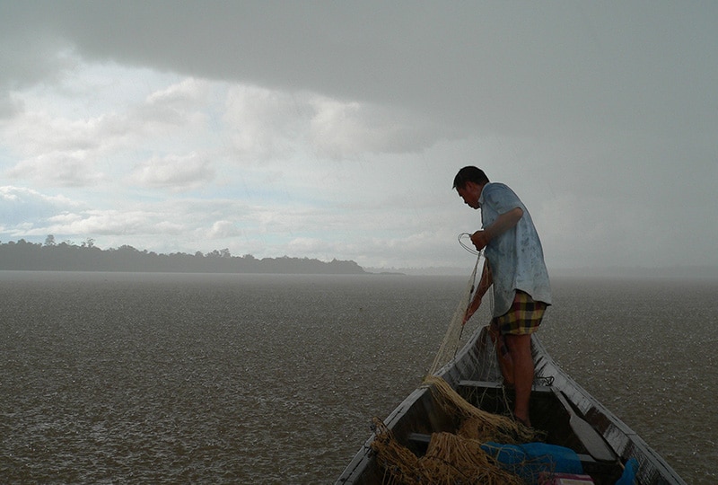 A fisherman in boat