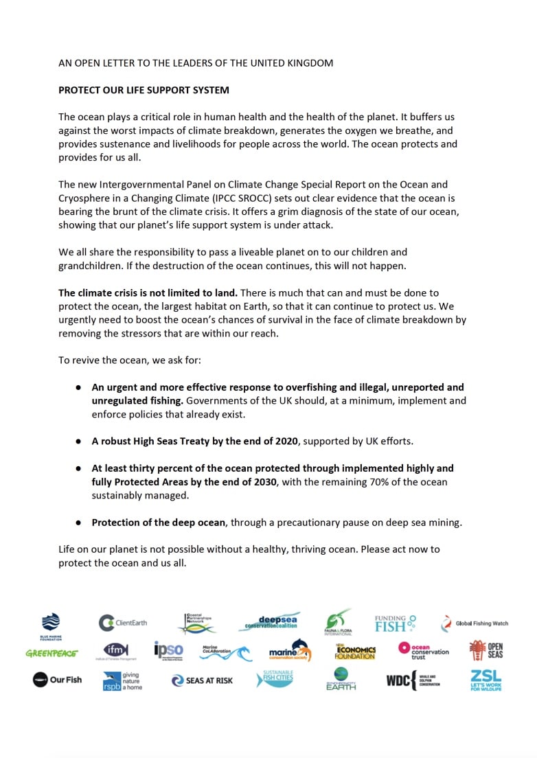 Open letter for ocean protection (click for PDF)