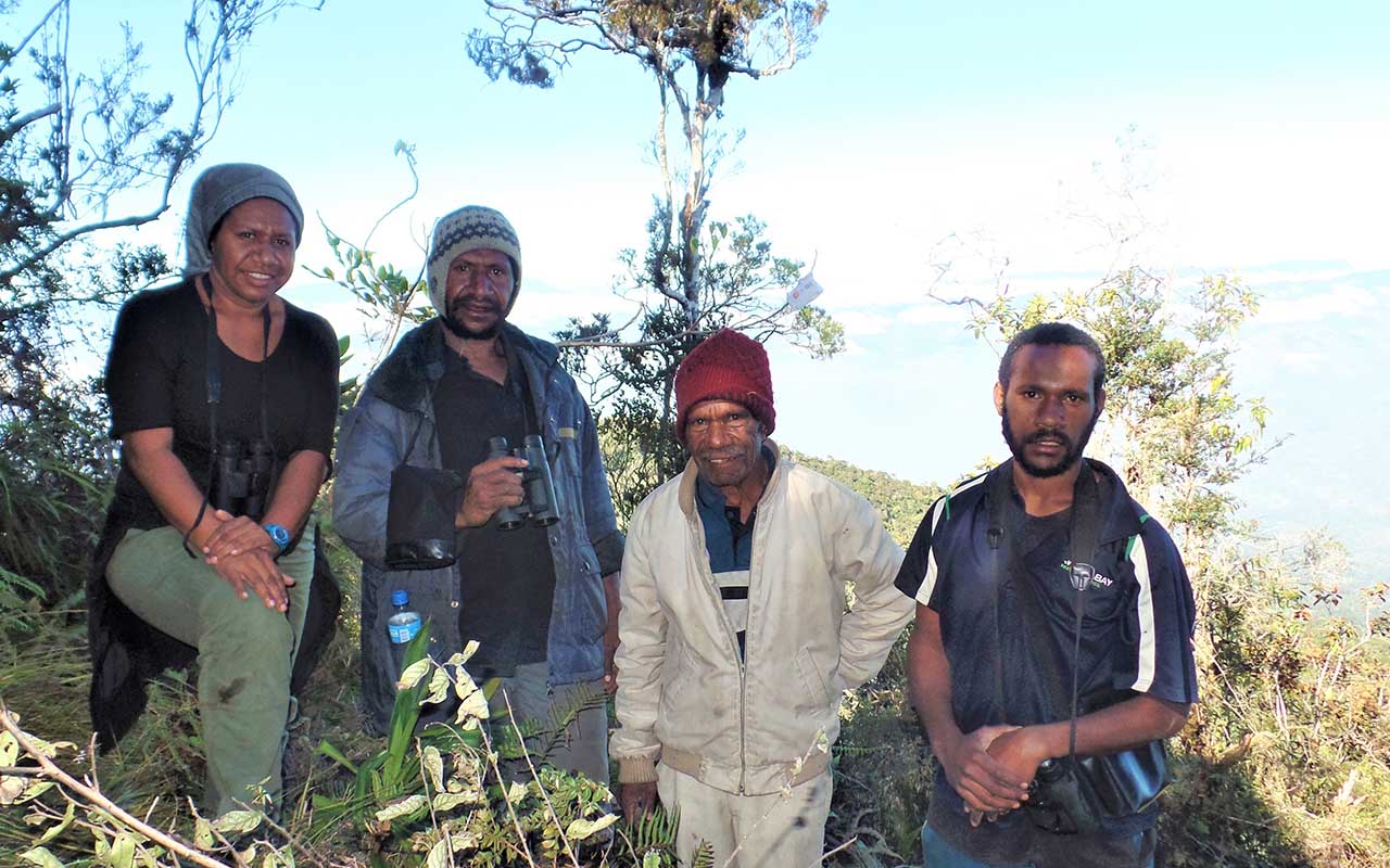Miriam with traditional custodians conducting a bird survey