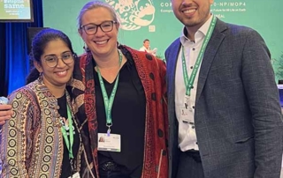 Jessica Sweidan with Swetha Stotra Bhashyam (Global Youth Biodiversity Network) and Synchronicity Earth’s Félix Feider