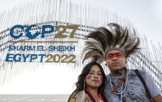 Taily Terena and Cerizi Francelino standing outside COP27