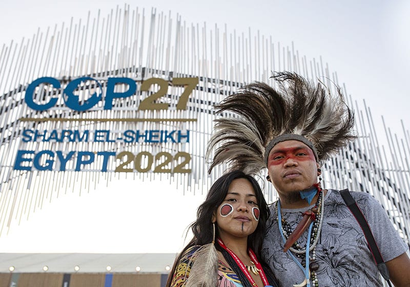 Taily Terena and Cerizi Francelino standing outside COP27