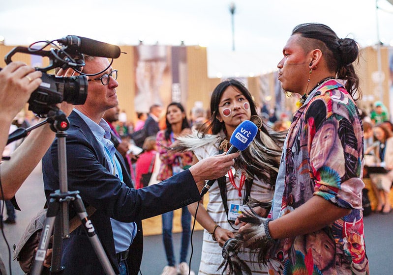 Cerizi being interviewed by press.