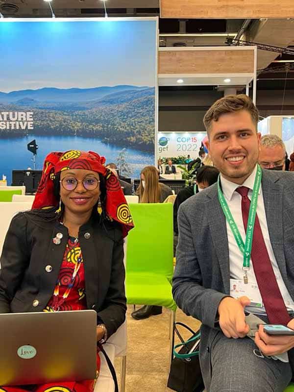 Synchronicity Earth Freshwater Programme Lead, Félix Feider, and Hindou Oumarou Ibrahim