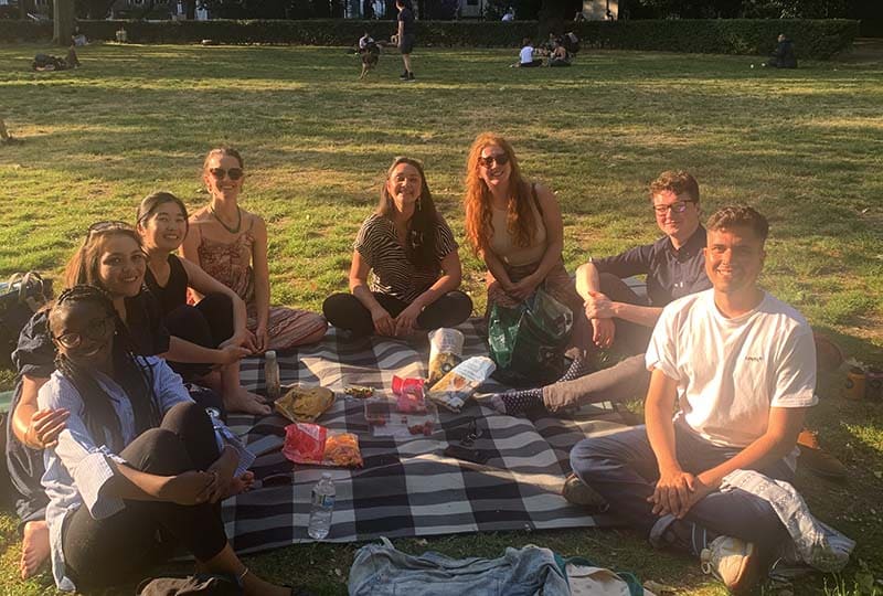 A group of people having a picnic