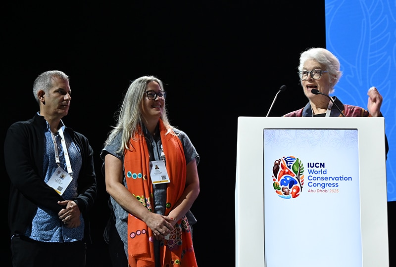 Kristina launches the award at the IUCN Congress alongside Adam and Jessica Sweidan.