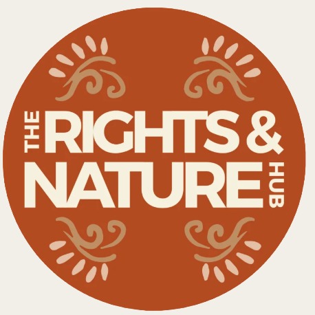 A terracotta Rights & Nature Hub logo